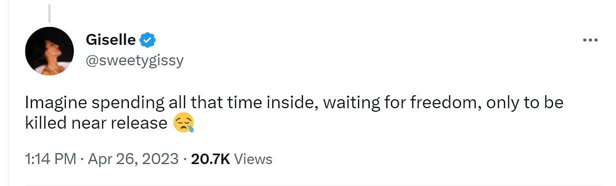 A comment reacting to Suede's death (Image via Twitter/@sweetygissy)